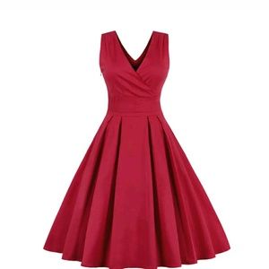 Unique Vintage red cotton pinup dress